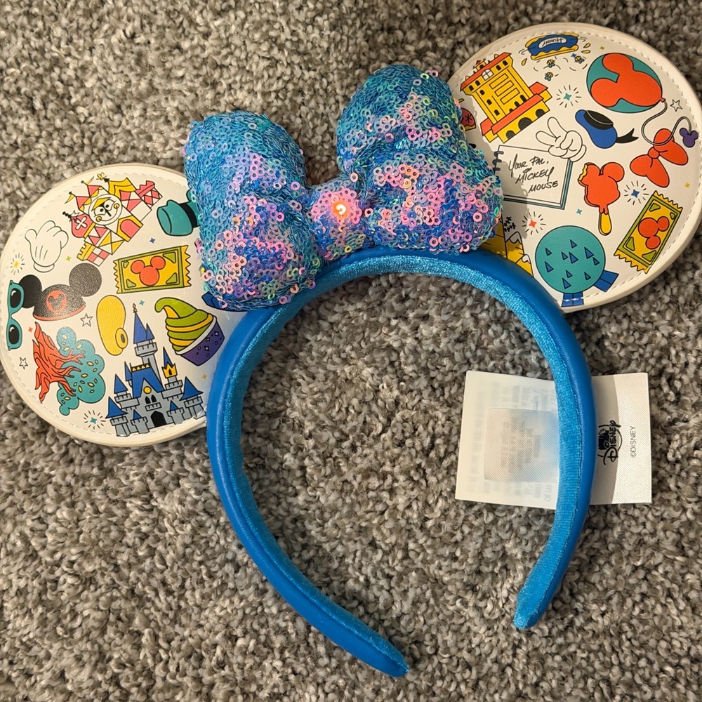 Disney park snacks Sequin Bow Mouse Ear Headband